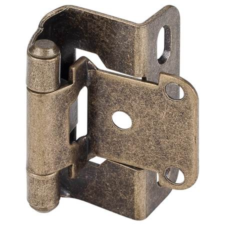 HARDWARE RESOURCES 1/2" Overlay Self-closing Partial Wrap 2 Hole Burnished Brass H7441BB